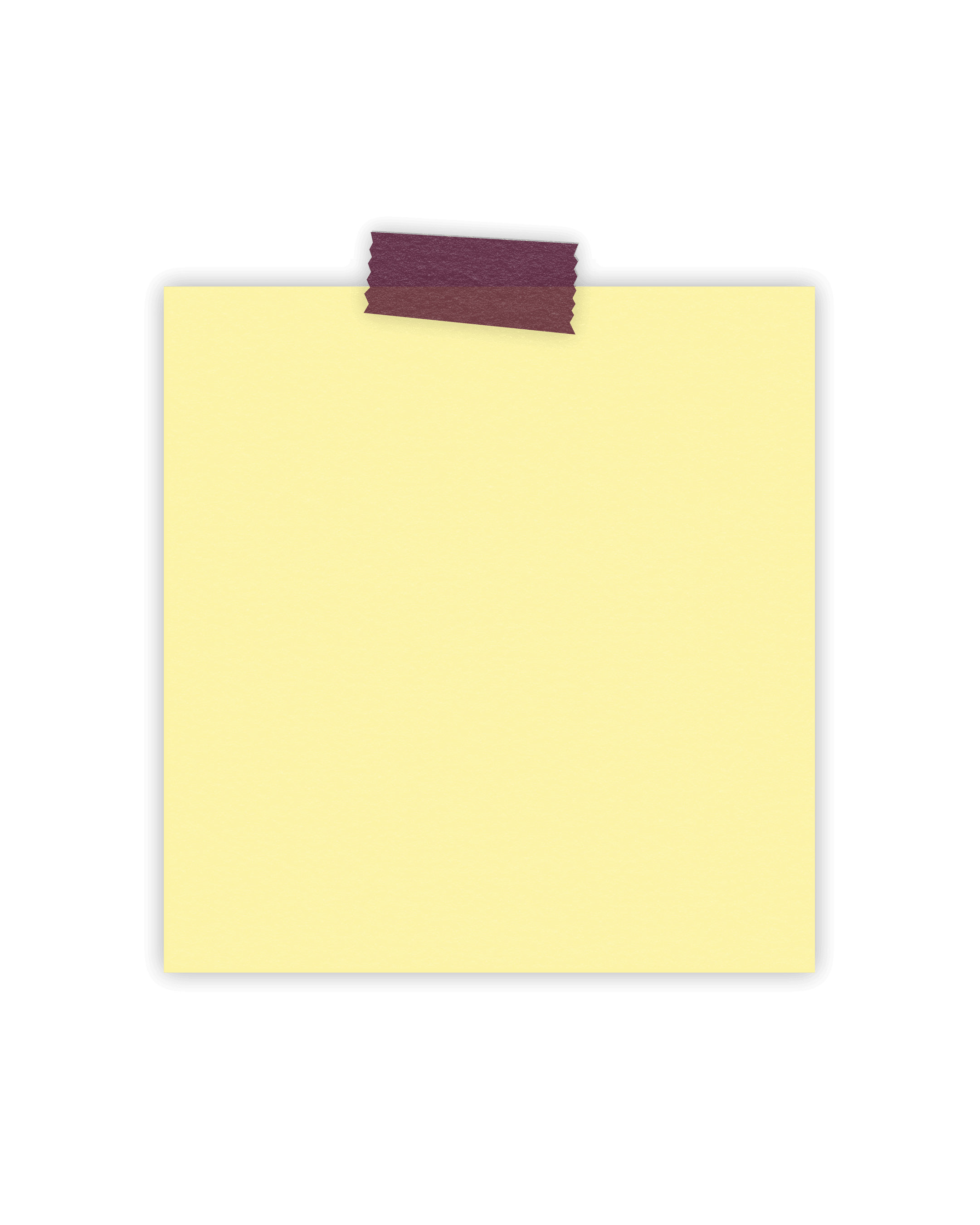 Lege gele post-it met bordeaux plakband